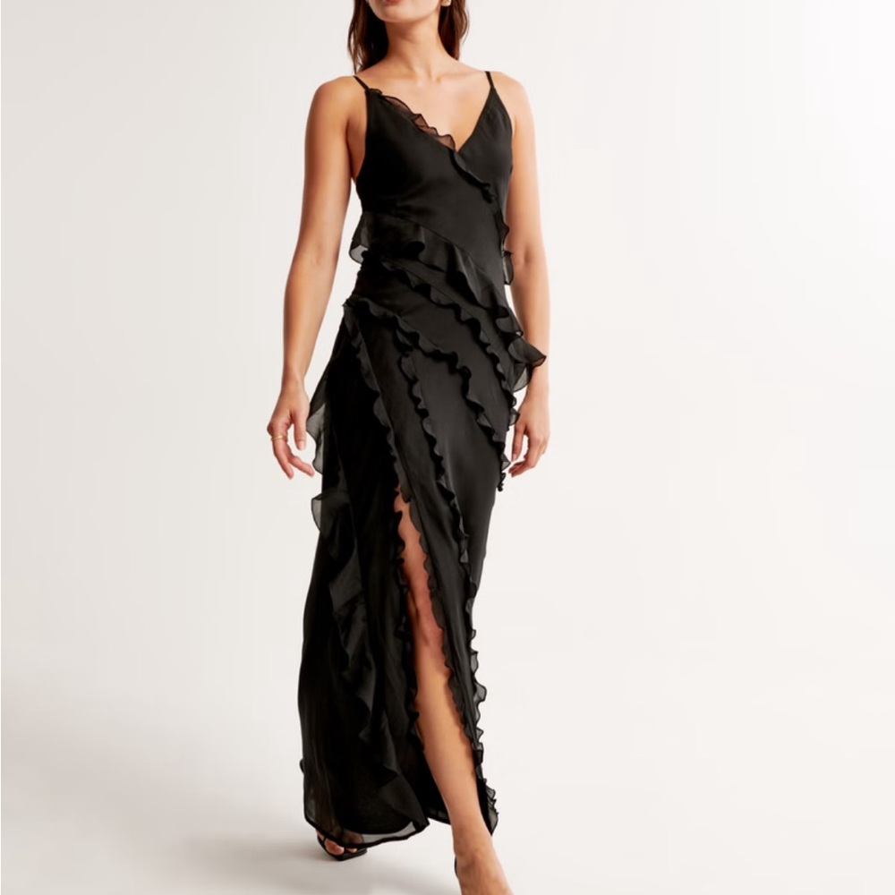 Draped Ruffle Maxi Dress